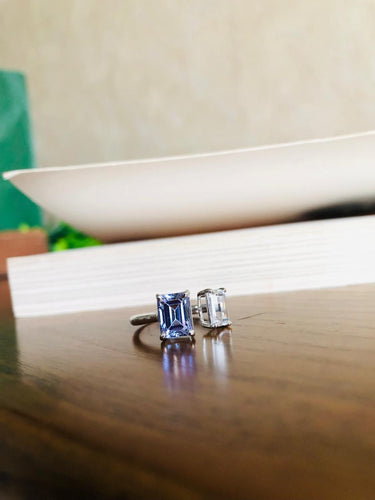925 Silver Purple Baguette Ring